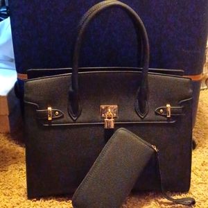 Black Handbag with Matching Wallet